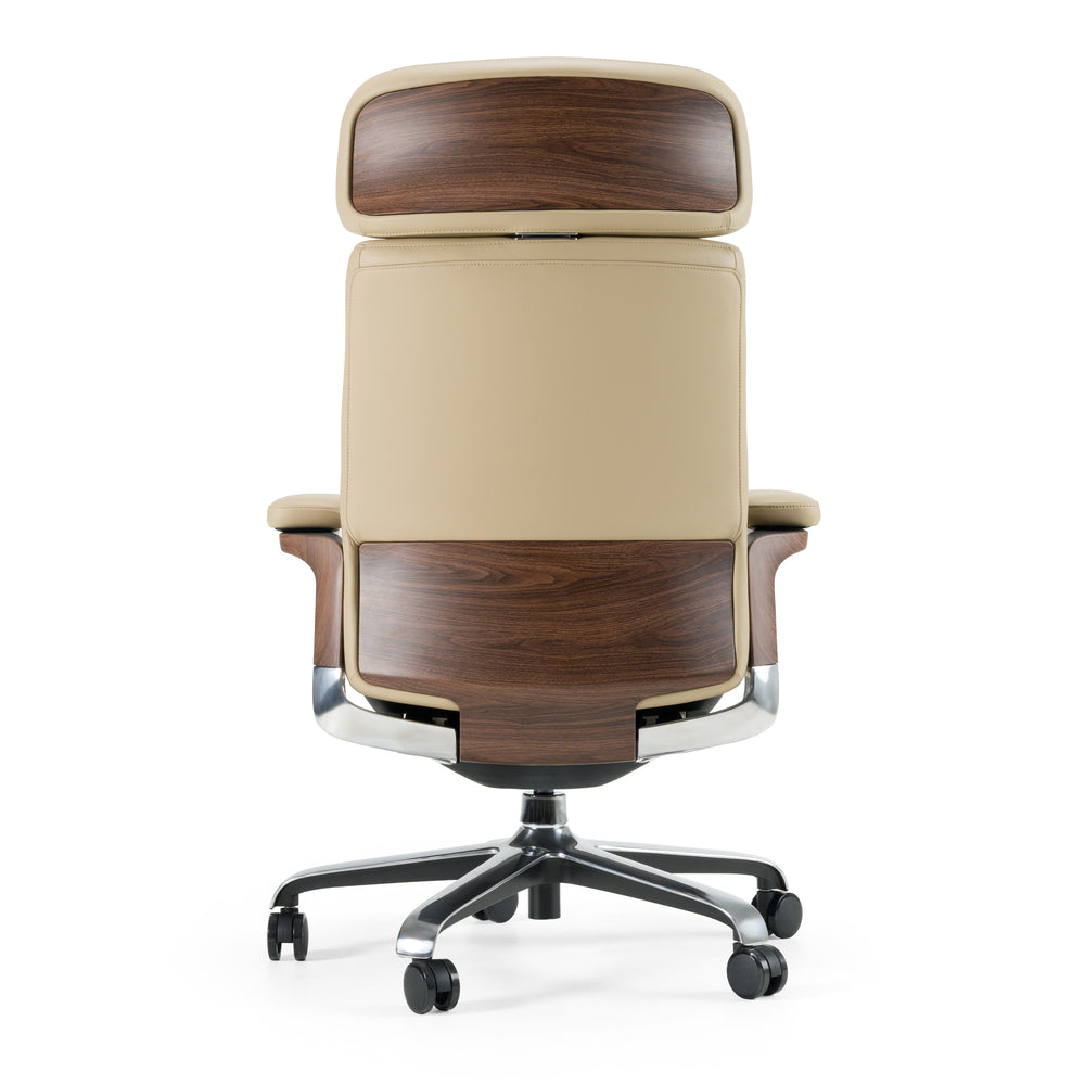 Johnson - Modern Beige Leather Executive Office Chair - View 3