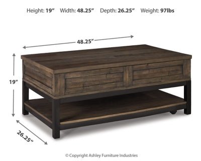 Johurst Coffee Table with Lift Top - Dark Gray Cocktail Table modern furniture Contempo Furniture