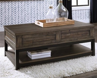Johurst Coffee Table with Lift Top - Dark Gray Cocktail Table modern furniture Contempo Furniture