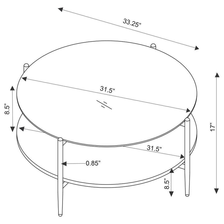 Jonelle - 3 Piece Round Coffee And End Table Set - Gold / Smoke Table Set modern furniture Contempo Furniture