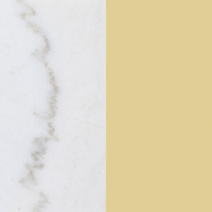 Jonelle - Round Glass Top Coffee Table White Marble Shelf Gold - Smoke Coffee Table modern furniture Contempo Furniture