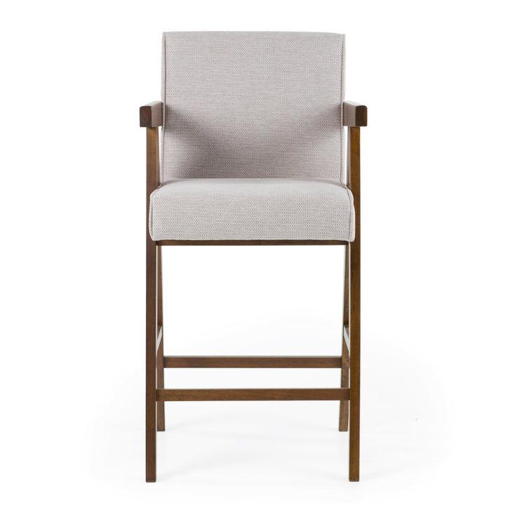 Joseline - Modern Beige Fabric + Walnut Counter Chair (Set of 2)