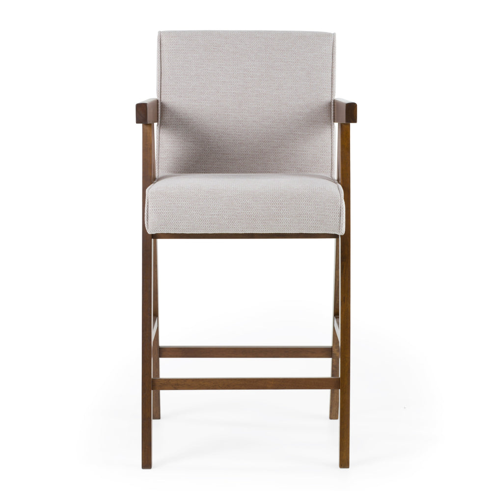 Joseline - Modern Beige Fabric  Walnut Counter Chair 