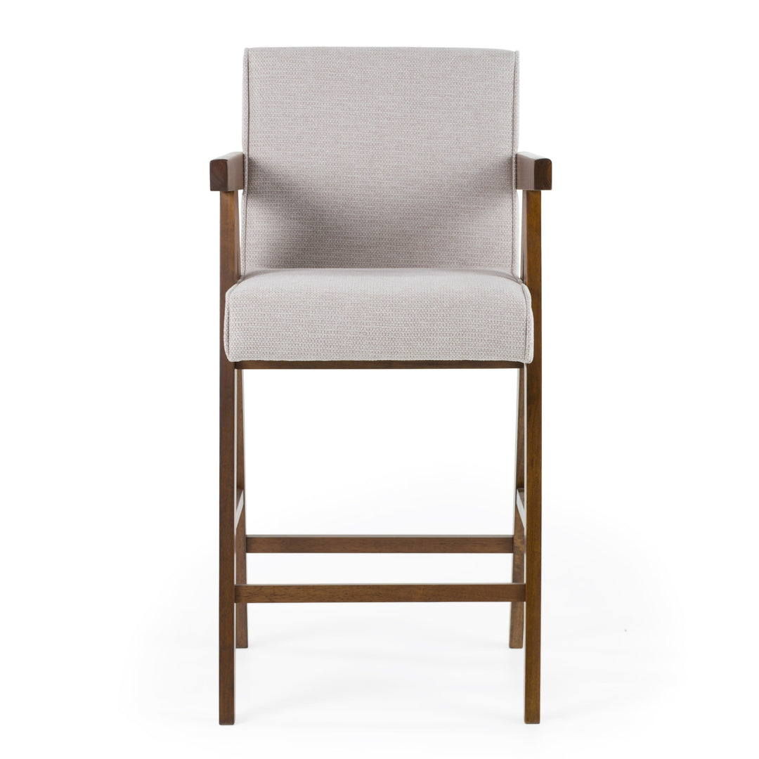 Joseline - Modern Beige Fabric  Walnut Counter Chair 