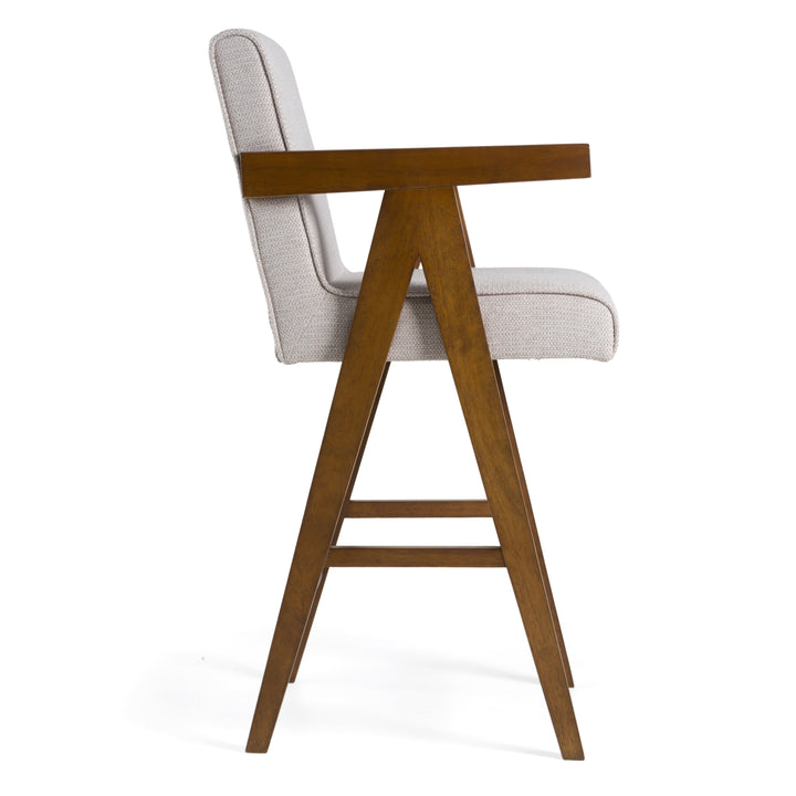 Joseline  Modern Beige Fabric + Walnut Counter Chair (Set of 2)