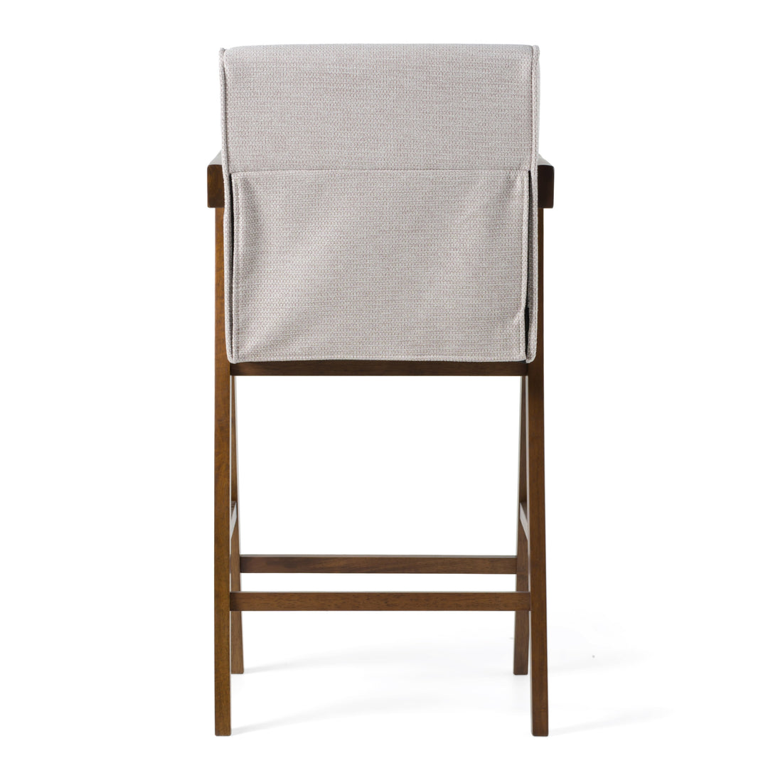 Joseline  Modern Beige Fabric + Walnut Counter Chair (Set of 2)
