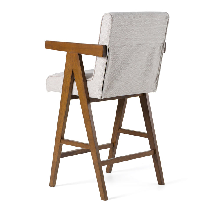 Joseline  Modern Beige Fabric + Walnut Counter Chair (Set of 2)