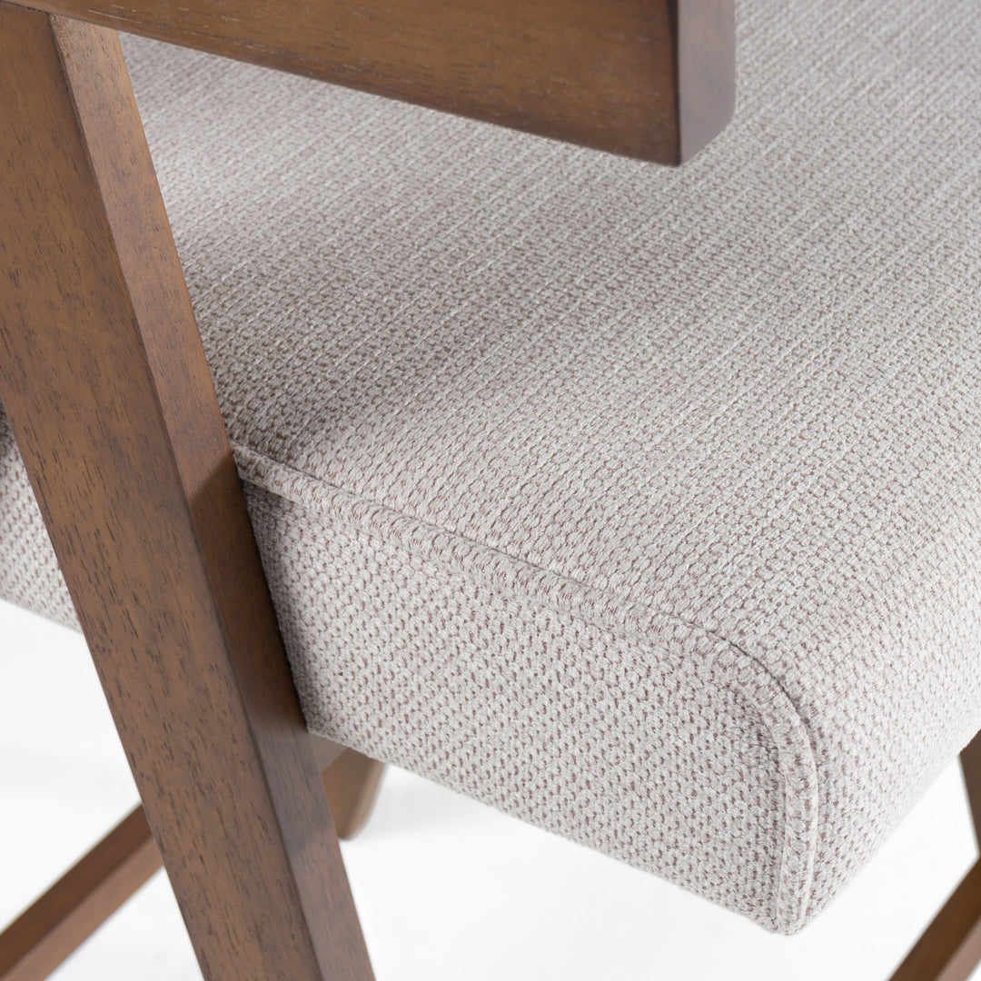 Joseline - Modern Beige Fabric  Walnut Counter Chair 