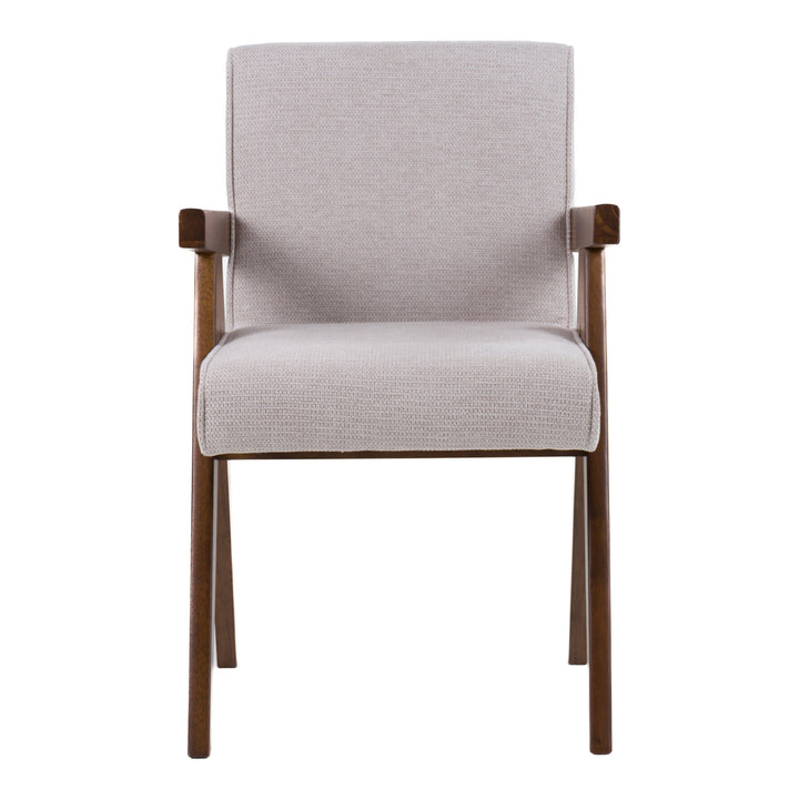 Joseline - Modern Beige Fabric + Walnut Dining Chair (Set of 2)