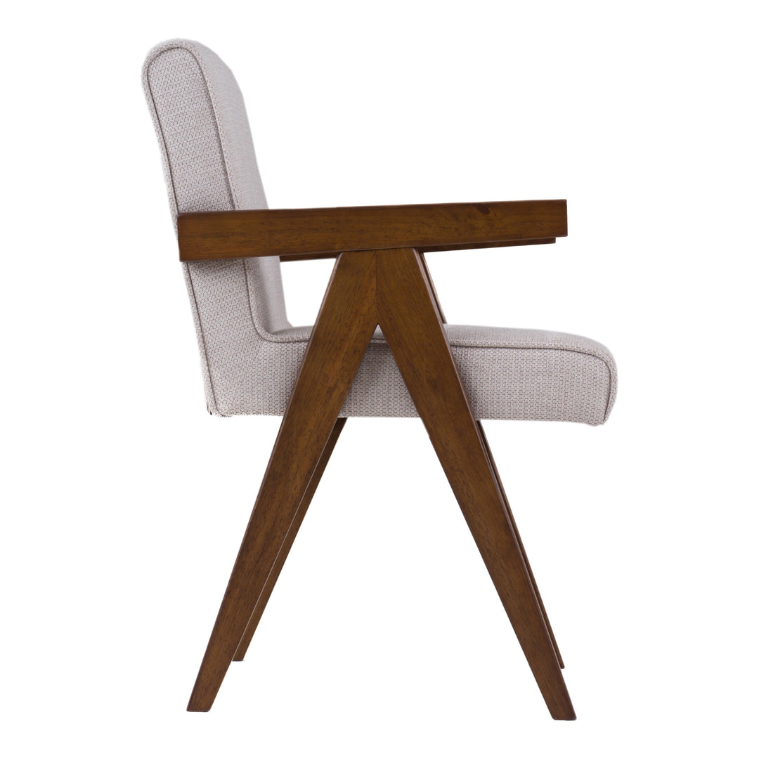Joseline - Modern Beige Fabric + Walnut Dining Chair (Set of 2)