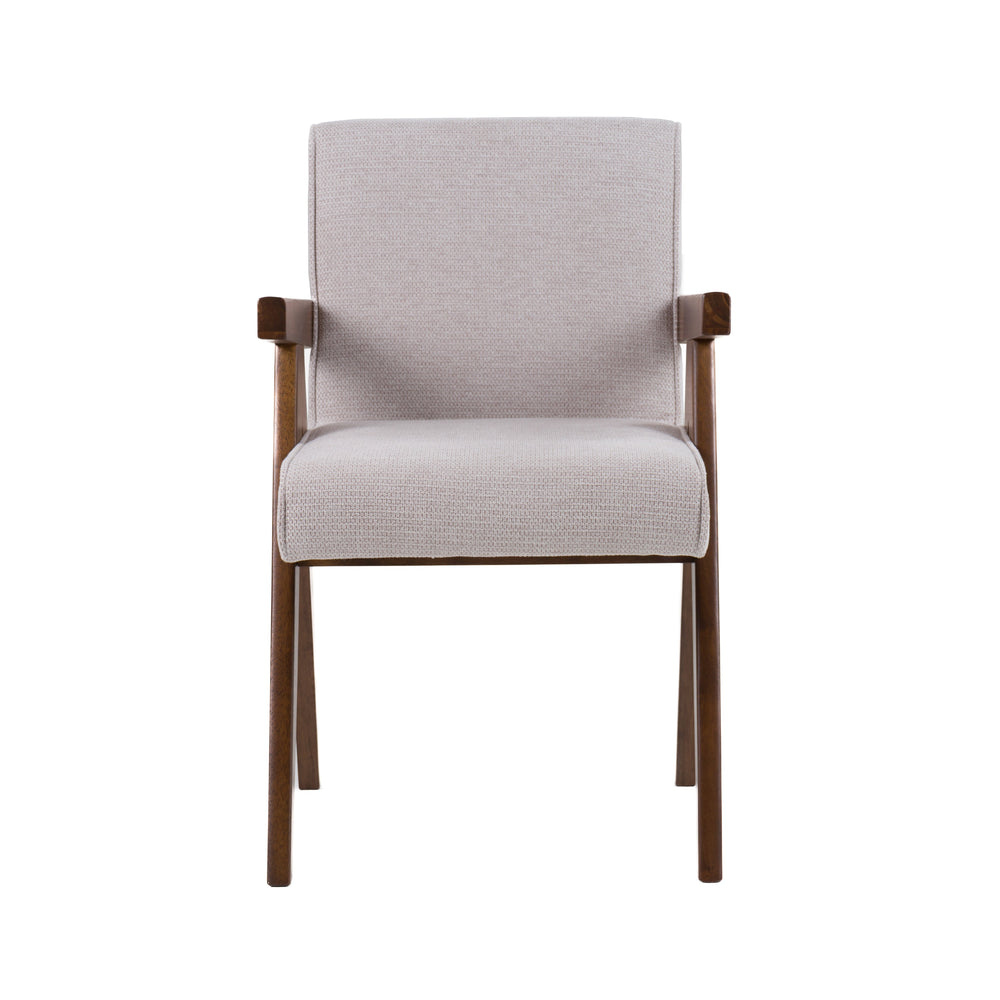 Joseline - Modern Beige Fabric + Walnut Dining Chair (Set of 2) - View 2