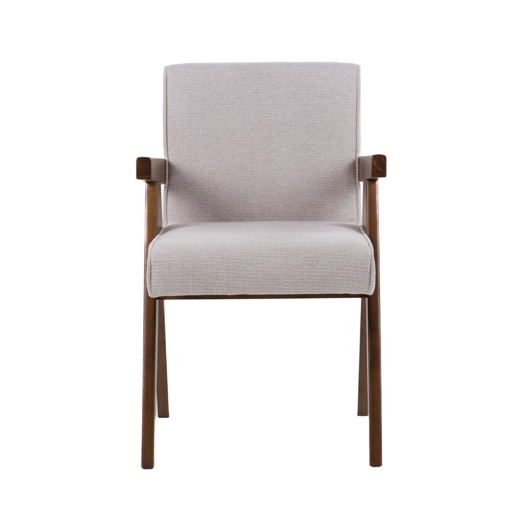 Joseline  Modern Beige Fabric + Walnut Dining Chair (Set of 2)