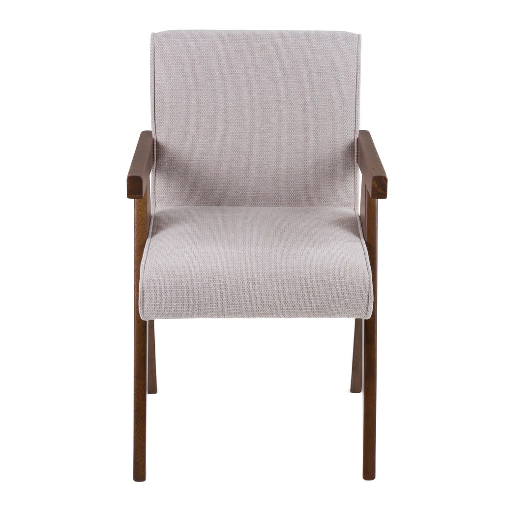 Joseline  Modern Beige Fabric + Walnut Dining Chair (Set of 2)