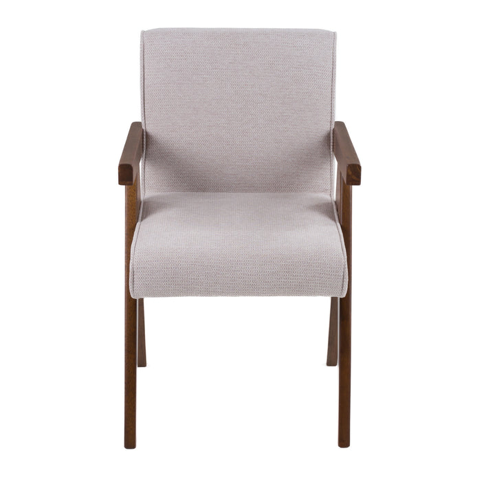 Joseline  Modern Beige Fabric + Walnut Dining Chair (Set of 2)