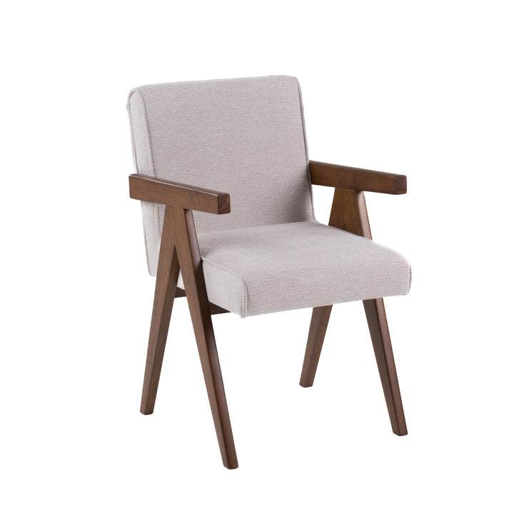Joseline - Modern Beige Fabric  Walnut Dining Chair 
