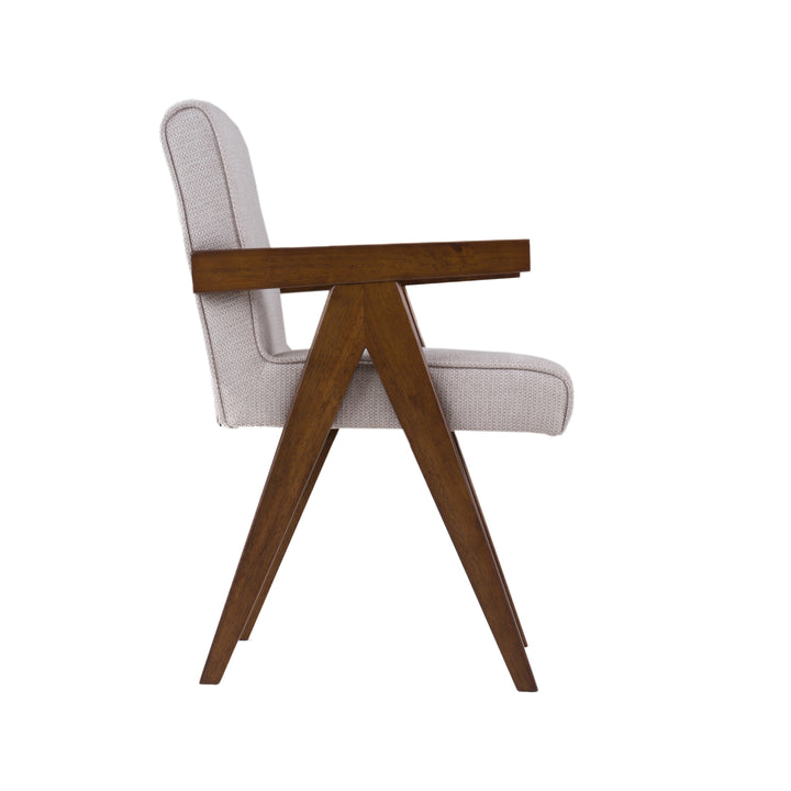 Joseline  Modern Beige Fabric + Walnut Dining Chair (Set of 2)