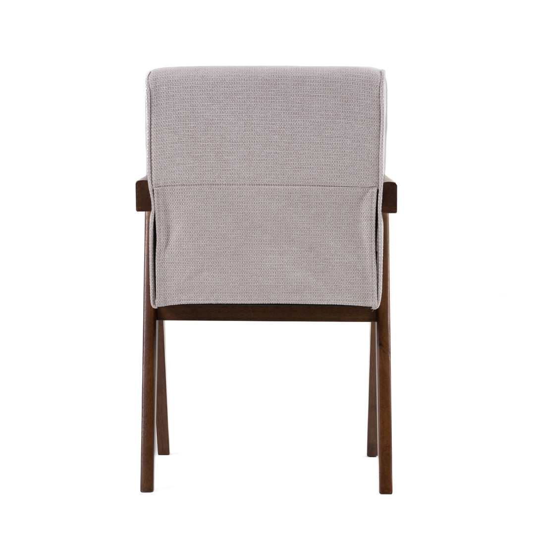 Joseline - Modern Beige Fabric  Walnut Dining Chair 
