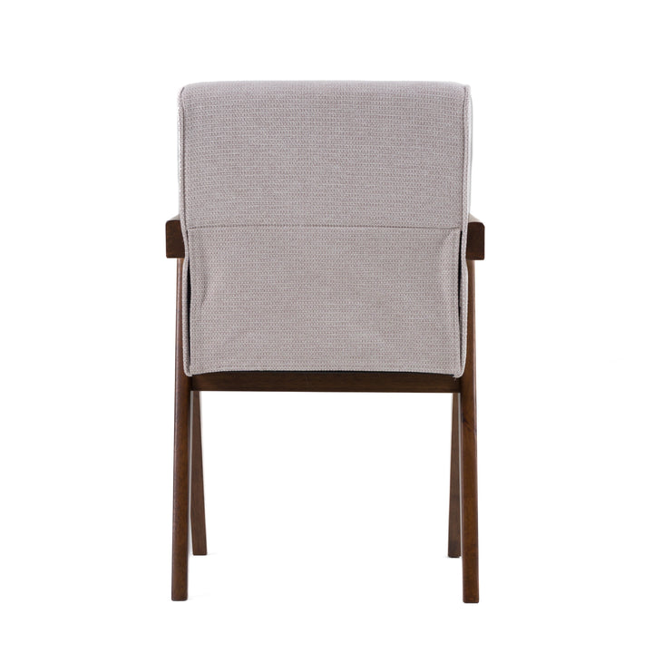 Joseline  Modern Beige Fabric + Walnut Dining Chair (Set of 2)