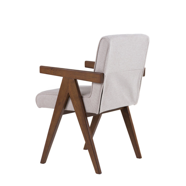 Joseline  Modern Beige Fabric + Walnut Dining Chair (Set of 2)
