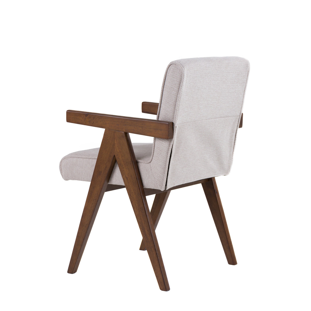 Joseline - Modern Beige Fabric  Walnut Dining Chair 