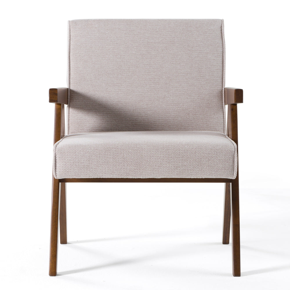 Joseline - Modern Beige Fabric + Walnut Accent Chair (Set of 2) - View 2