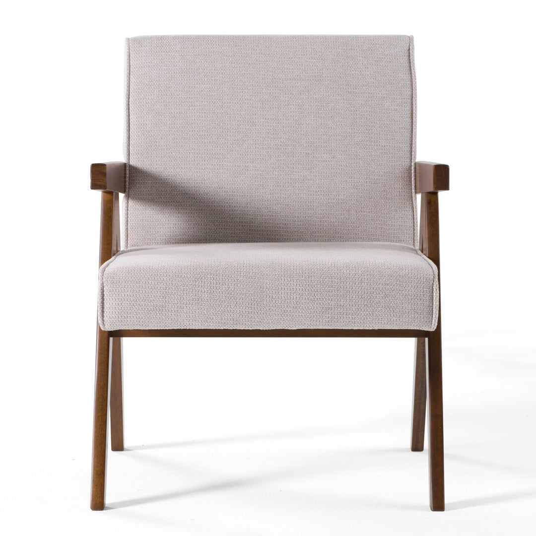 Joseline - Modern Beige Fabric  Walnut Accent Chair 
