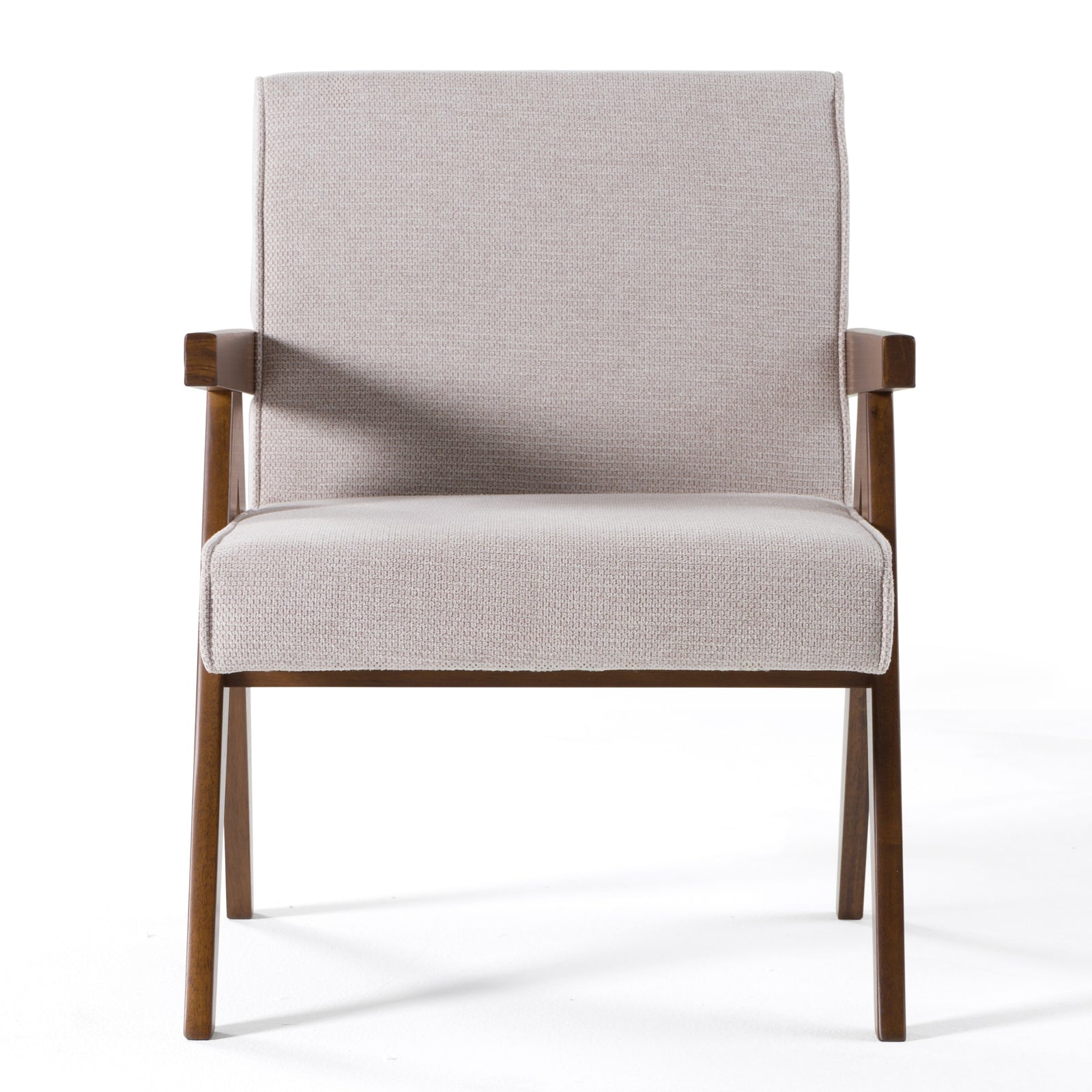 Joseline - Modern Beige Fabric  Walnut Accent Chair 
