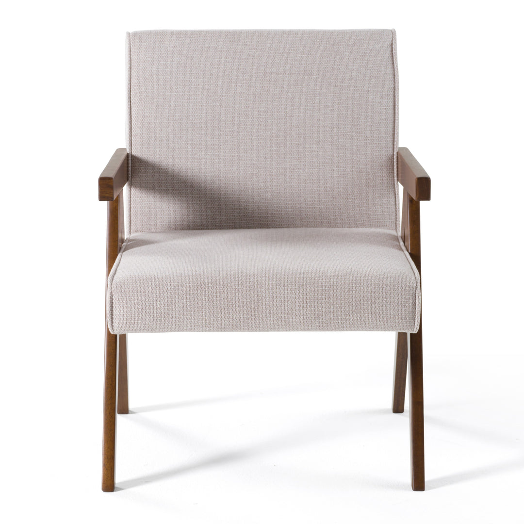 Joseline  Modern Beige Fabric + Walnut Accent Chair (Set of 2)