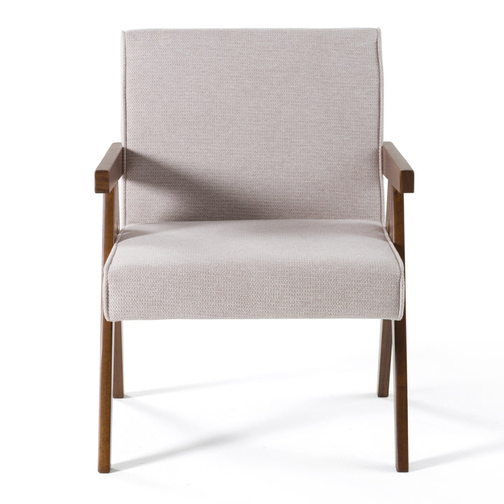 Joseline - Modern Beige Fabric + Walnut Accent Chair (Set of 2)