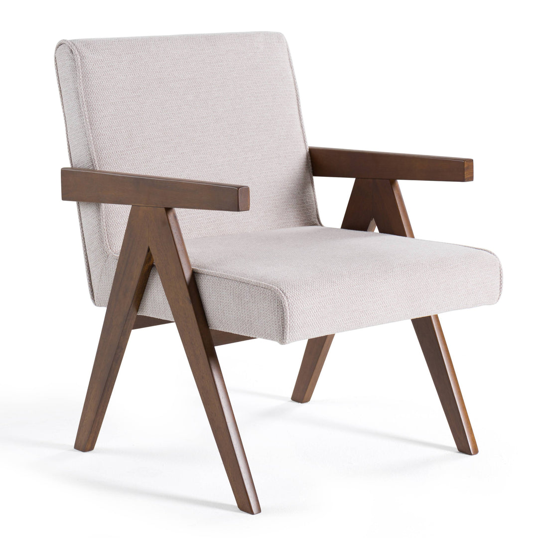 Joseline - Modern Beige Fabric + Walnut Accent Chair (Set of 2)