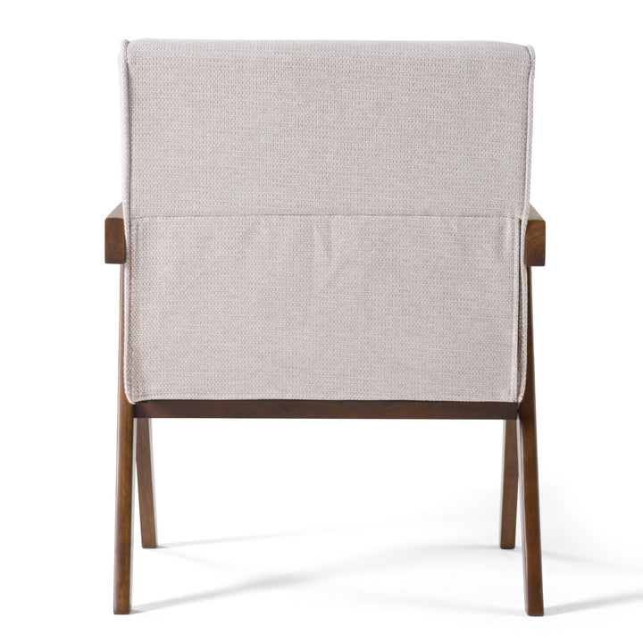 Joseline  Modern Beige Fabric + Walnut Accent Chair (Set of 2)