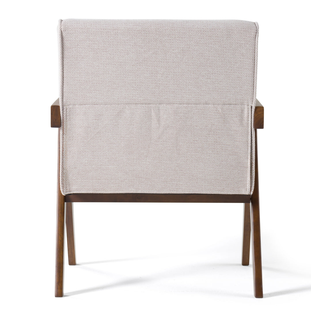 Joseline - Modern Beige Fabric  Walnut Accent Chair 