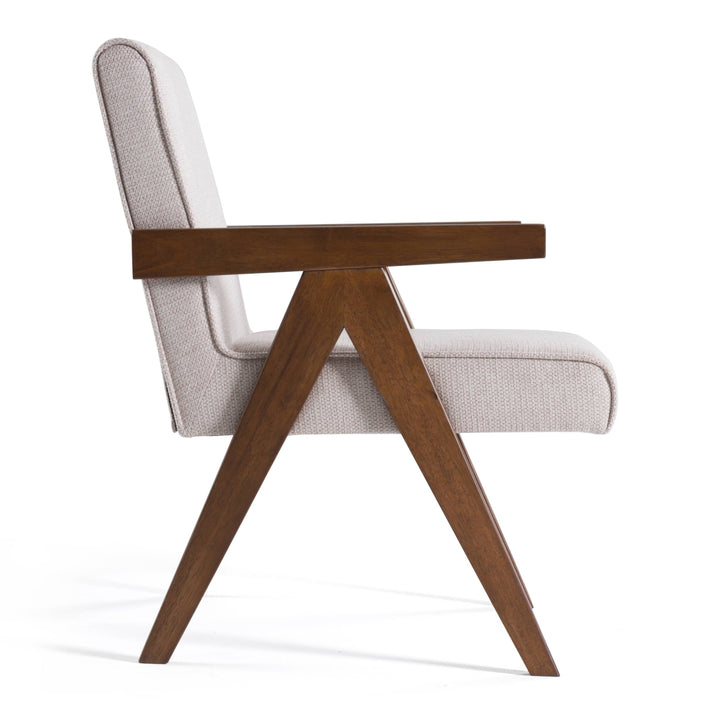 Joseline - Modern Beige Fabric  Walnut Accent Chair 