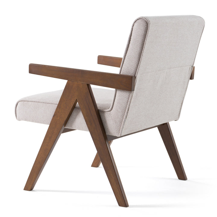 Joseline  Modern Beige Fabric + Walnut Accent Chair (Set of 2)