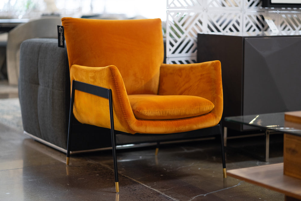 Joseph Modern Orange Fabric Accent Chair - View 2