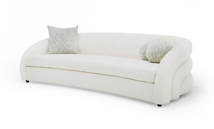Joshua Modern 4Seater Curved White and Taupe Fabric Sofa