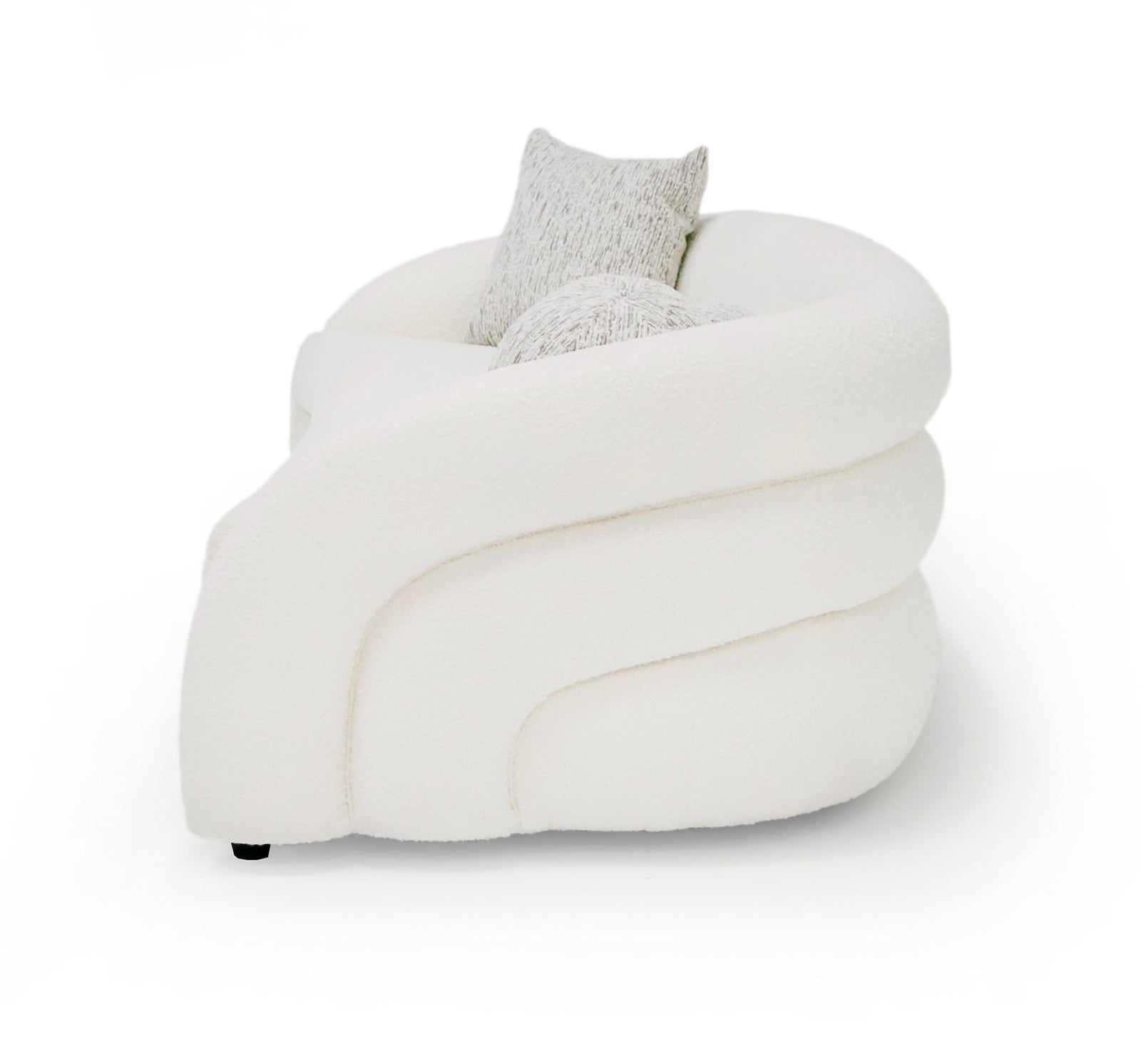 Joshua Modern 4-Seater Curved White and Taupe Fabric Sofa