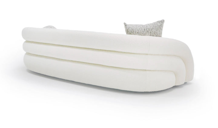 Joshua Modern 4Seater Curved White and Taupe Fabric Sofa