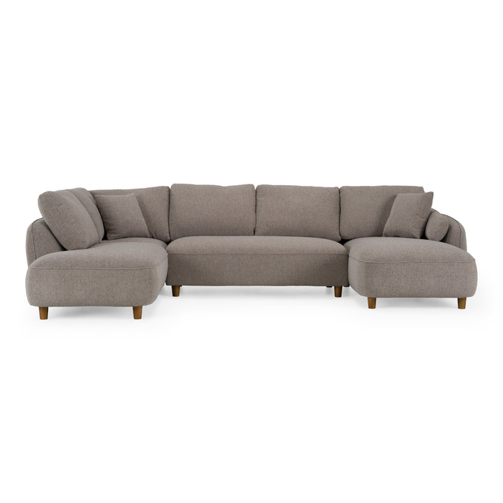 Joslin - Modern Grey Fabric U-Shaped Sectional Sofa
