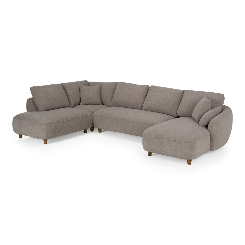 Joslin - Modern Grey Fabric U-Shaped Sectional Sofa - View 4