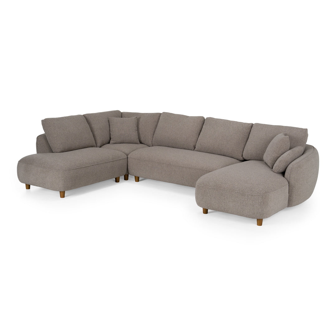 Joslin - Modern Grey Fabric U-Shaped Sectional Sofa