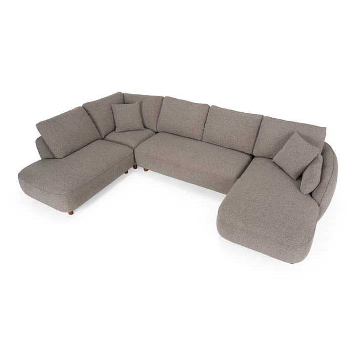 Joslin - Modern Grey Fabric U-Shaped Sectional Sofa