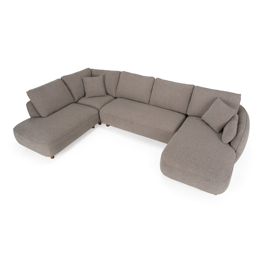 Joslin - Modern Grey Fabric U-Shaped Sectional Sofa - View 7