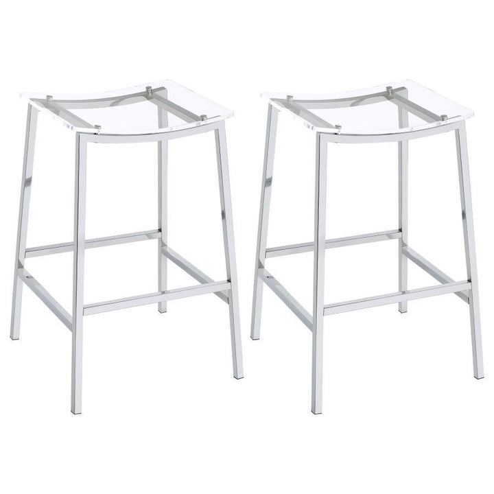 Jovani - Acrylic Backless Bar Stool (Set of 2) - Chrome Stool Set modern furniture Contempo Furniture
