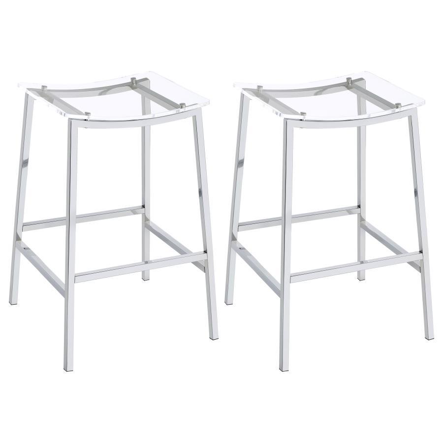 Jovani - Acrylic Backless Bar Stool (Set of 2) - Chrome Stool Set modern furniture Contempo Furniture