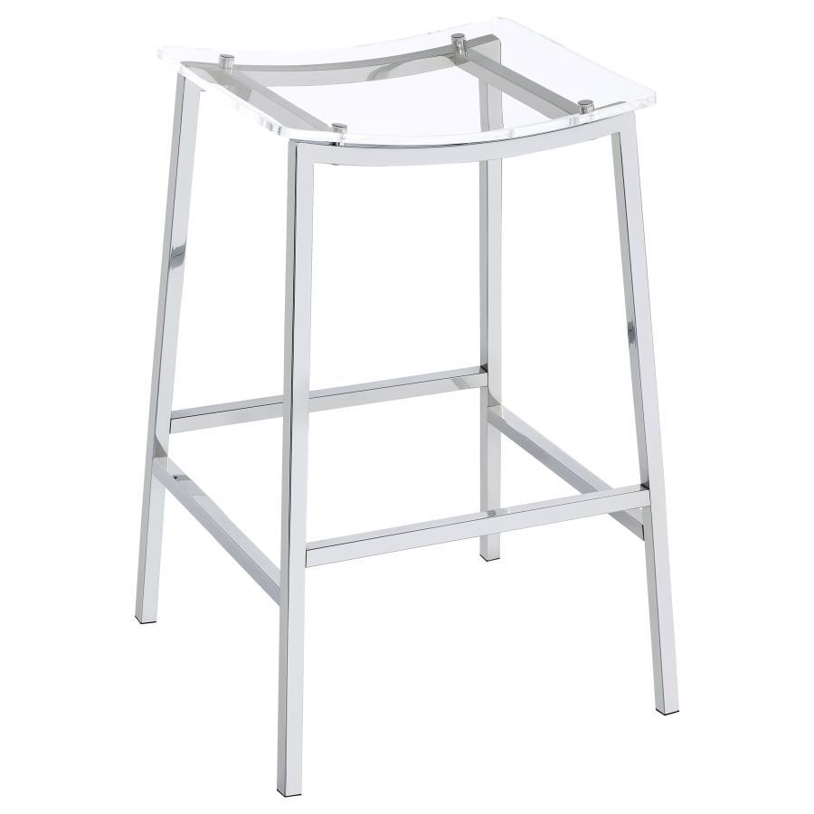Jovani - Acrylic Backless Bar Stool (Set of 2) - Chrome Stool Set modern furniture Contempo Furniture