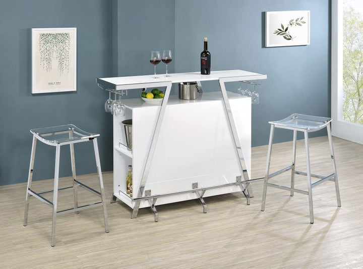 Jovani - Acrylic Backless Bar Stool (Set of 2) - Chrome Stool Set modern furniture Contempo Furniture