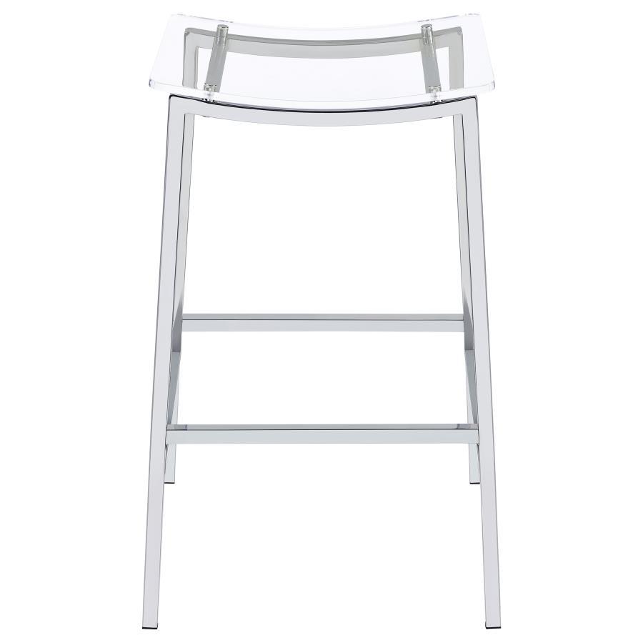 Jovani - Acrylic Backless Bar Stool (Set of 2) - Chrome Stool Set modern furniture Contempo Furniture