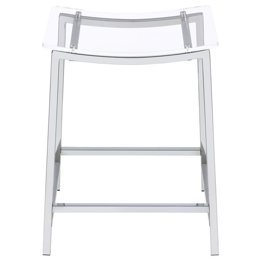 Jovani - Acrylic Backless Counter Stool (Set of 2) - Chrome Stool Set modern furniture Contempo Furniture