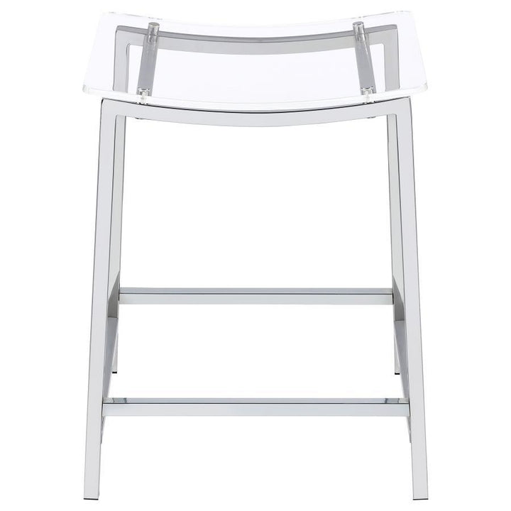 Jovani - Acrylic Backless Counter Stool (Set of 2) - Chrome Stool Set modern furniture Contempo Furniture